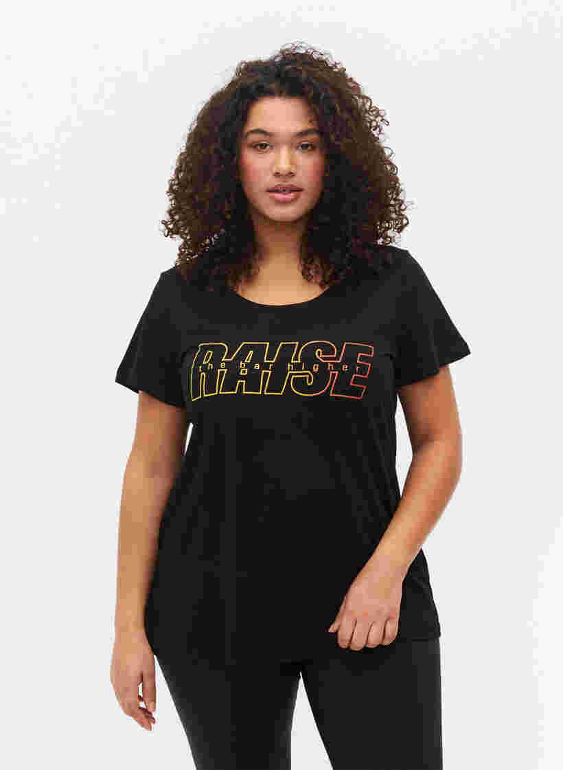 Sports t-shirt with print, Black w. Raise, Model