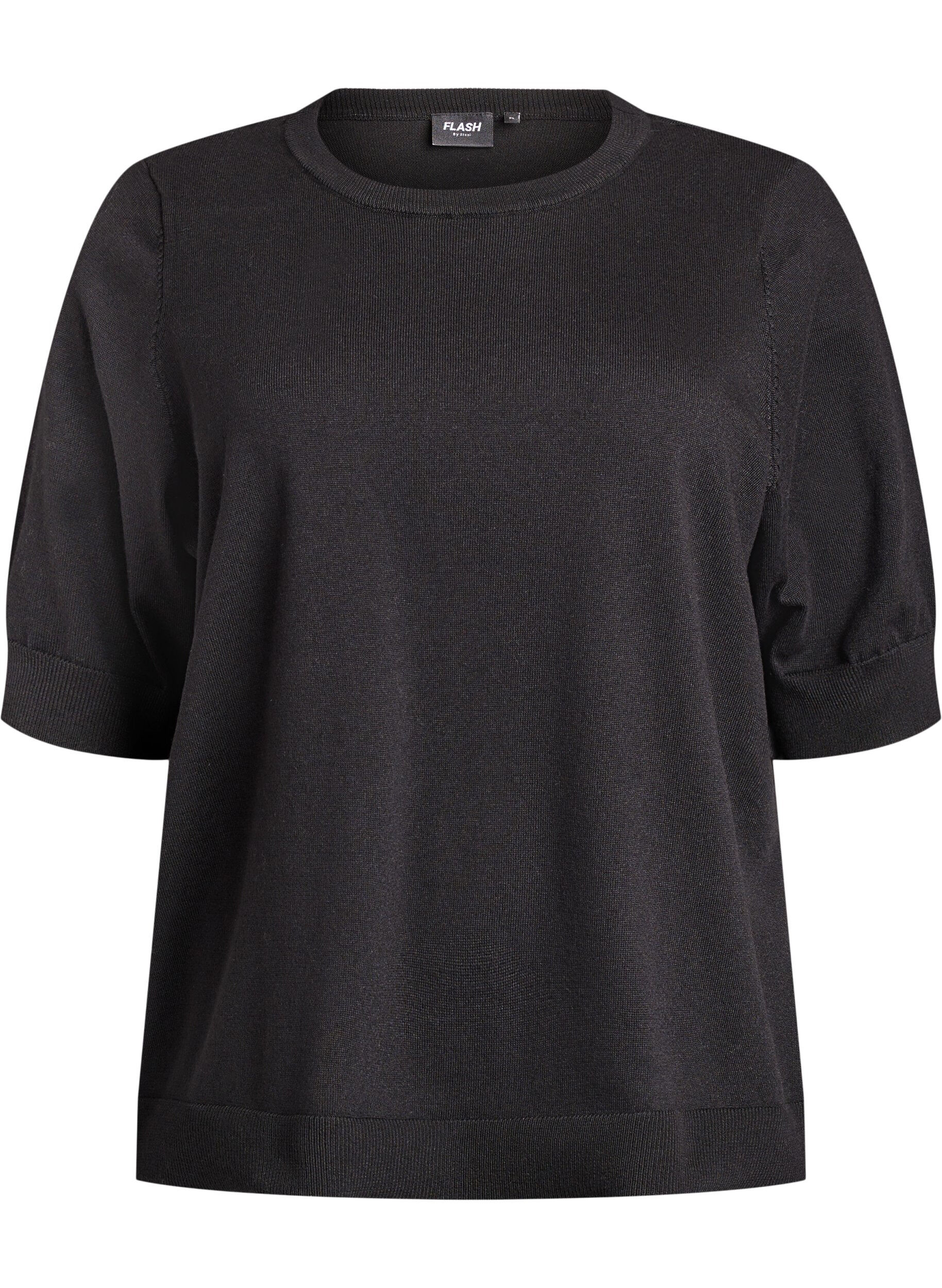 FLASH - Fine-knit blouse with short sleeves.