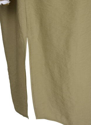 Long viscose shirt with slits, Timber Wolf, Packshot image number 3