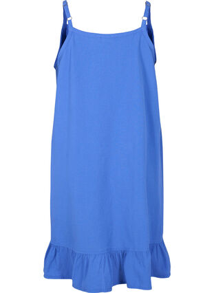 Cotton dress with thin straps and an A-line cut, Dazzling Blue, Packshot image number 1