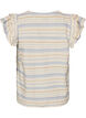 Sleeveless blouse with ruffles and patterned stripes, Vanilla, Packshot image number 1