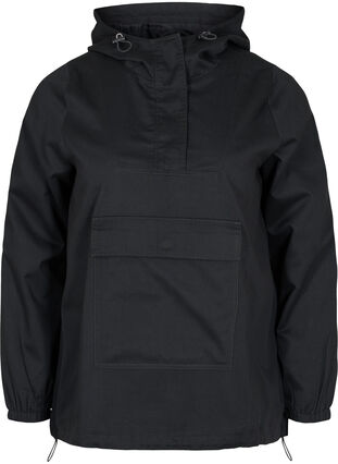 Anorak with a hood and pocket, Black, Packshot image number 0