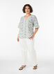 Short-sleeved cotton shirt with a V-neck, Blue, Model image number 1