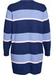 Long knit cardigan with wide stripes, Blue, Packshot image number 1