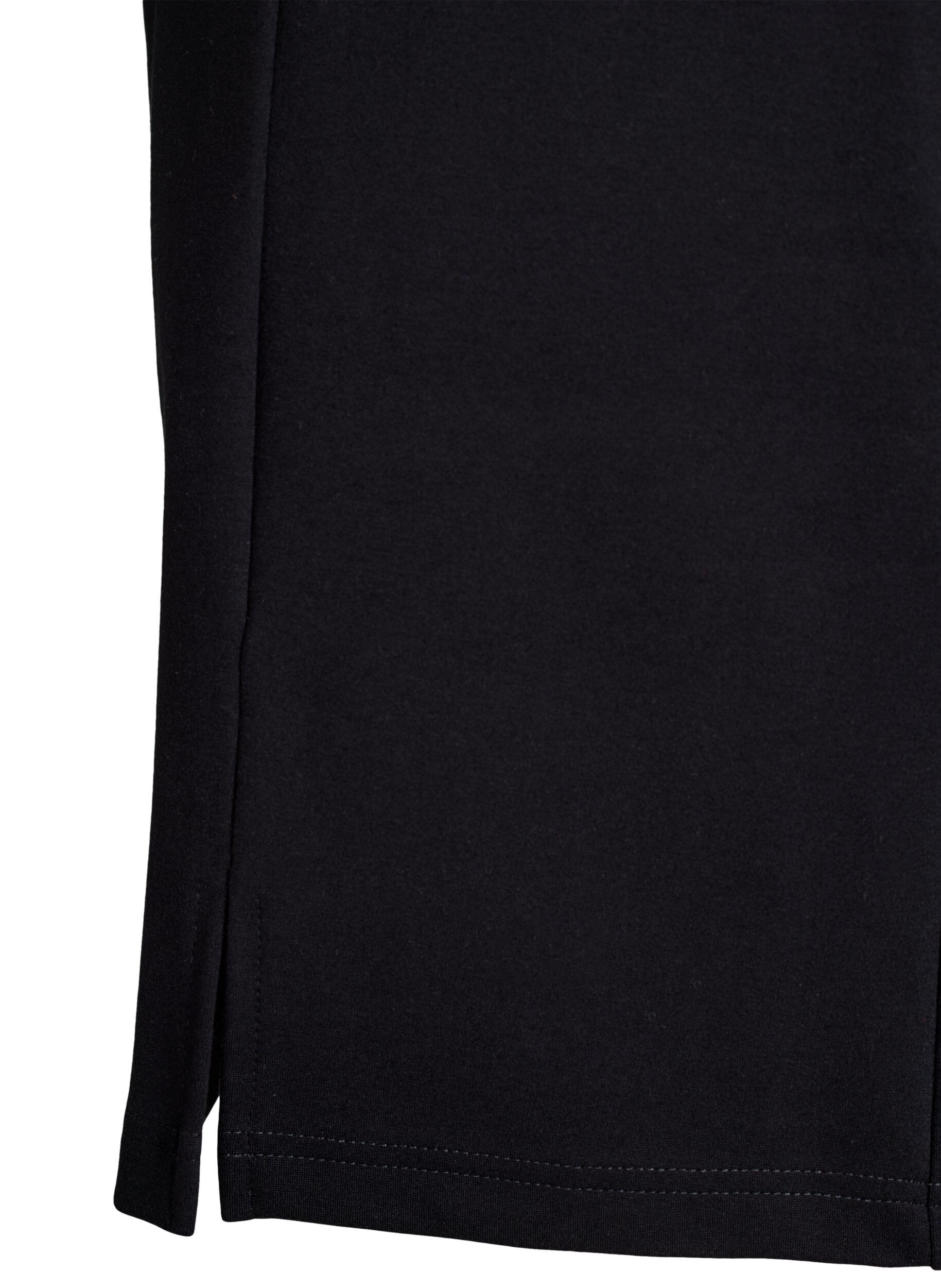 Zizzifashion Short jersey skirt with slit, Black, Packshot image number 2
