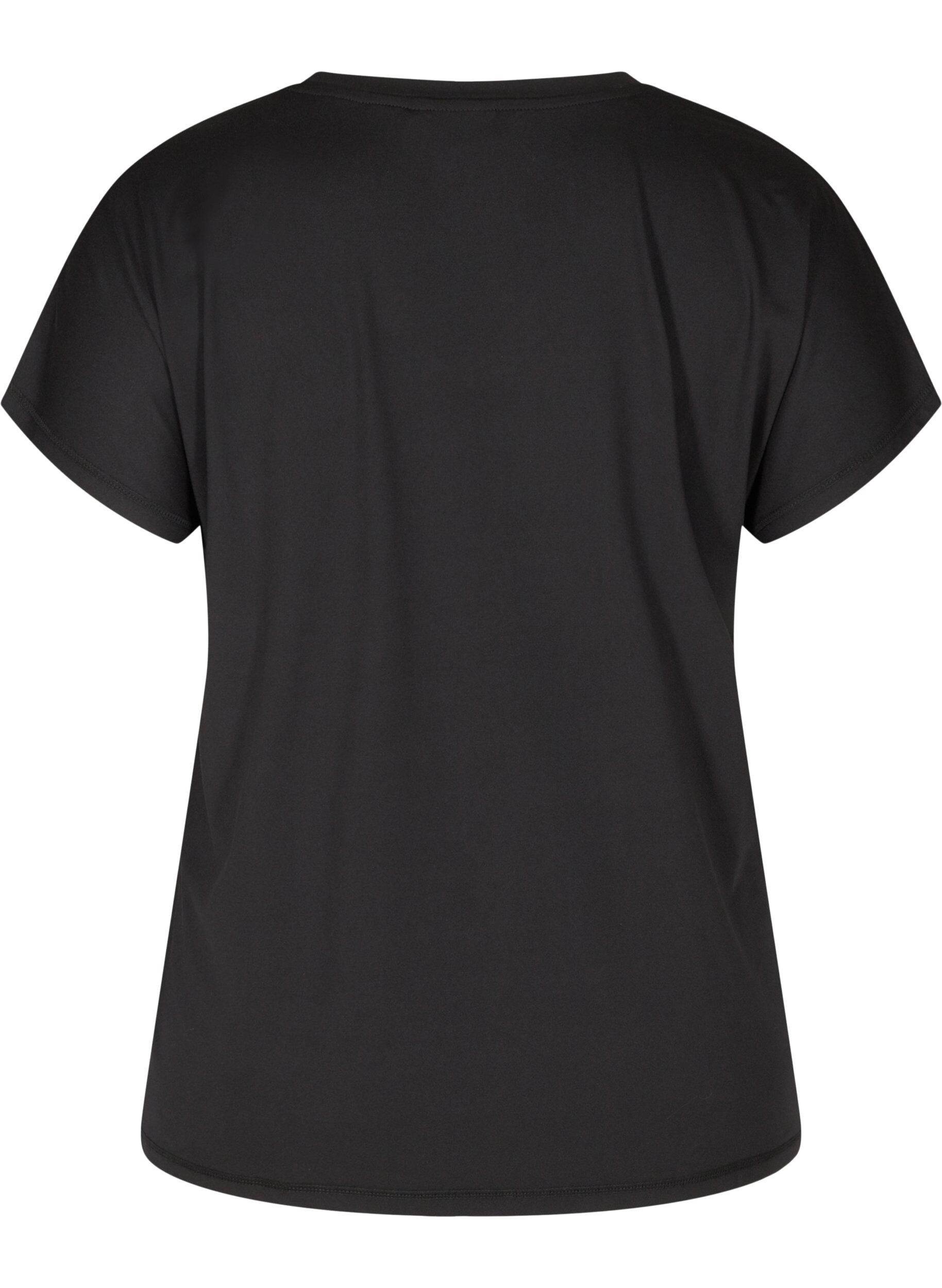 Zizzifashion Loose training t-shirt with v-neck, Black, Packshot image number 1