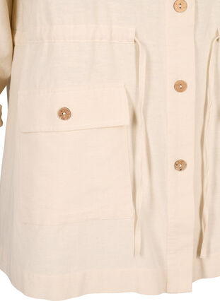 Linen blend shirt with pockets, Sandshell, Packshot image number 3