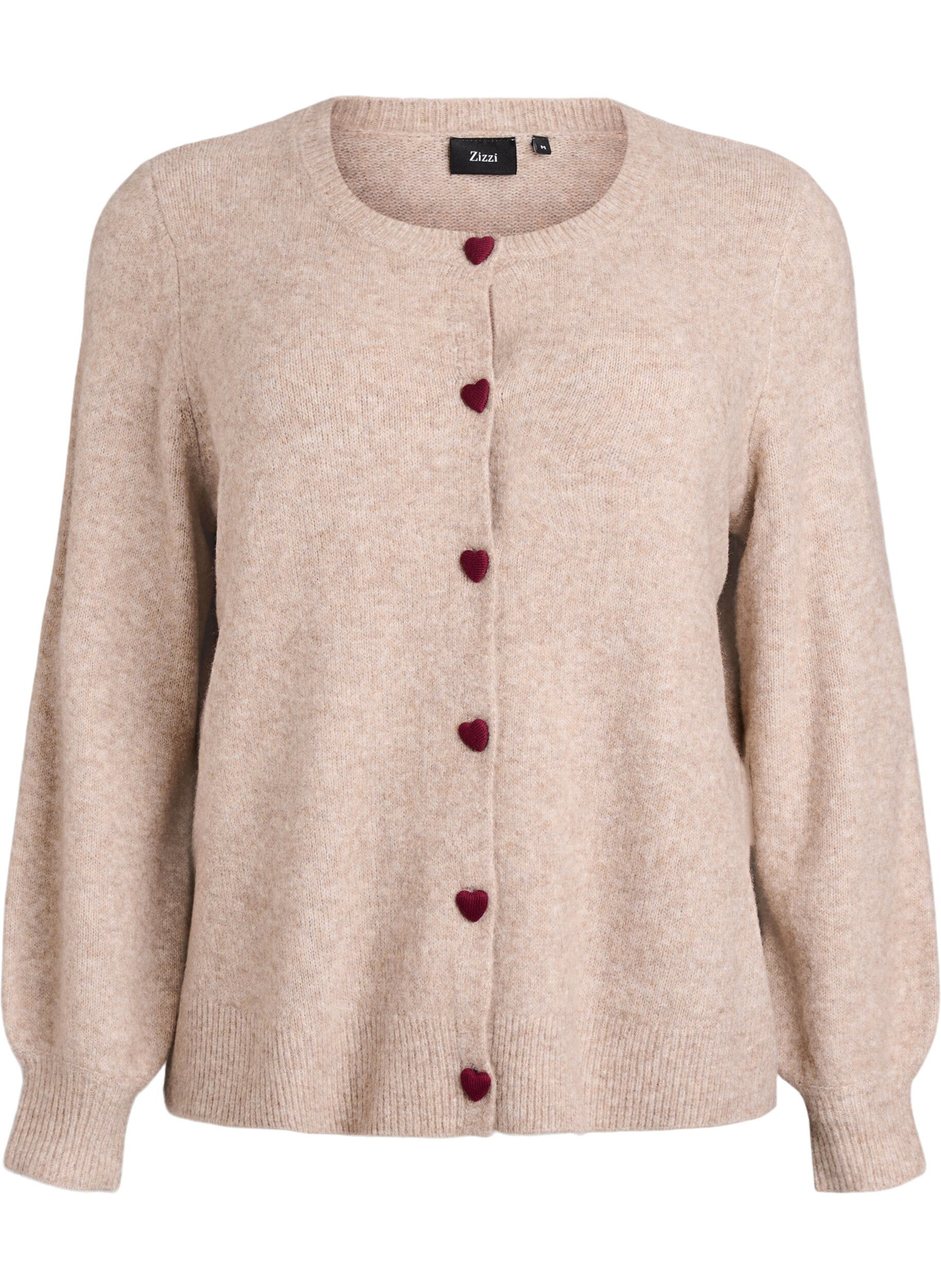 ZizzifashionCardigan with heart-shaped buttons, Beige, Packshot image number 0