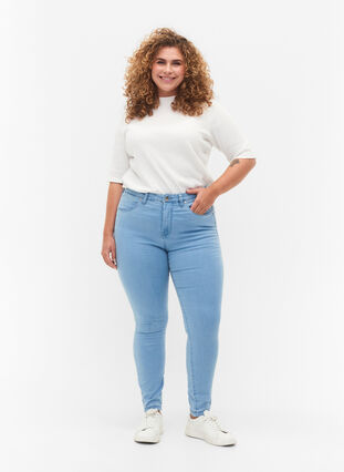 Super slim Amy jeans with high waist, Ex Lt Blue, Model image number 0