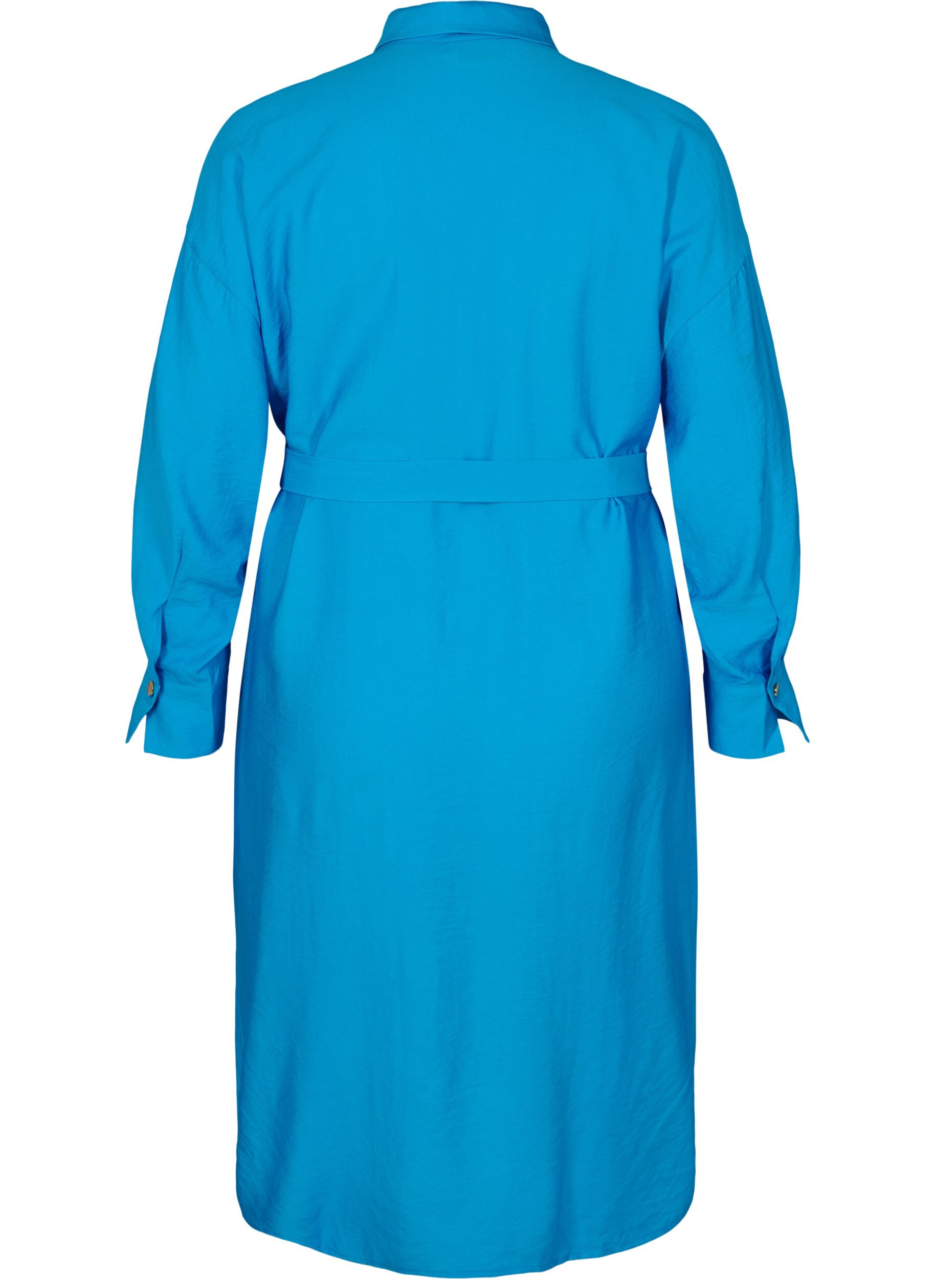 Zizzifashion Viscose shirt dress with tie-belt, Dresden Blue, Packshot image number 1