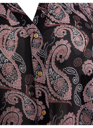 Printed v-neck shirt, Black/Beige Paisley, Packshot image number 2