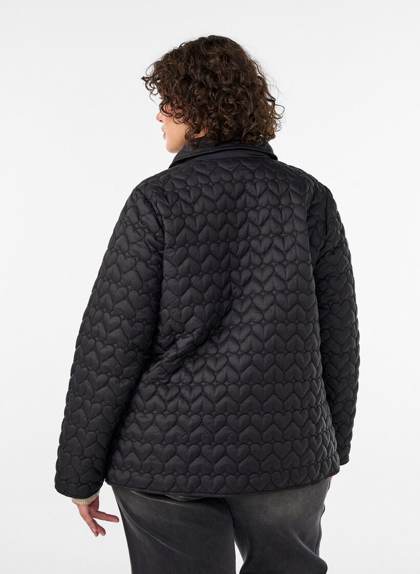 Lightly padded jacket with decorative quilting, Black, Model image number 2