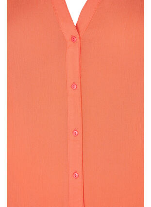 Short-sleeved viscose shirt with v-neck, Living Coral, Packshot image number 2