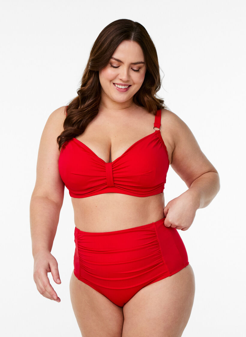High waisted bikini bottom, Red, Model image number 0