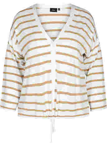 Striped knitted cardigan with buttons