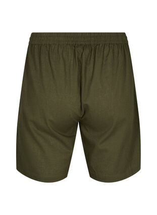 Loose shorts in cotton blend with linen, Forest Night, Packshot image number 1