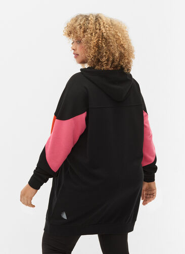 Sweatdress with colorblock and pockets, Black, Model image number 1
