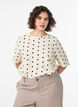 Viscose blouse with spots and 1/2 sleeves, Vanilla, Model image number 0