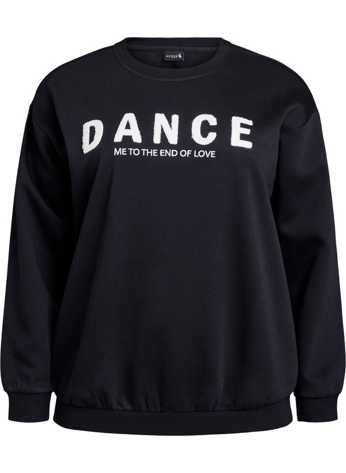 Sweatshirt with terry text, Black, Packshot image number 0