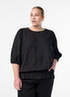 Viscose blouse with 3/4 sleeves and balloon effect, Black, Model image number 0