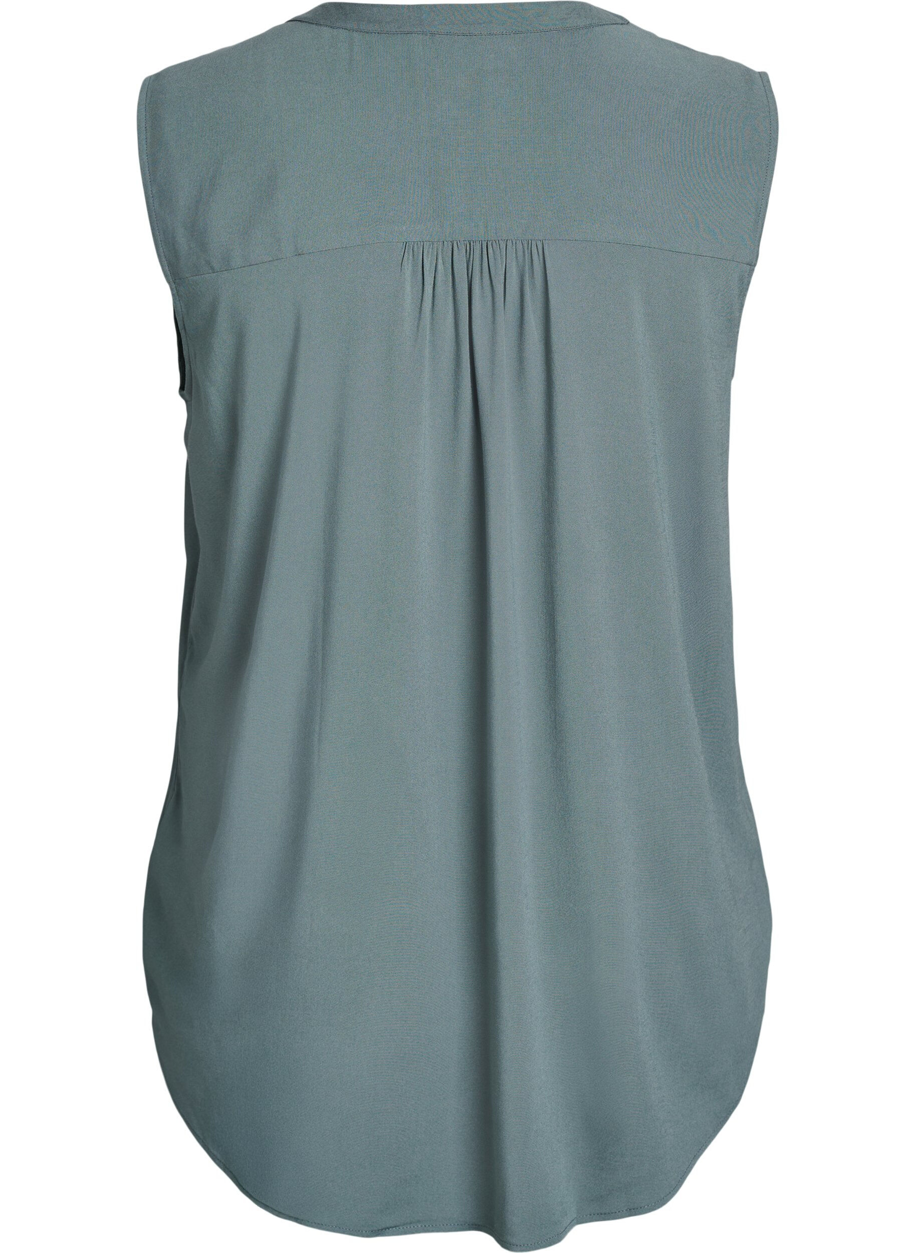 Zizzifashion Sleeveless viscose blouse, Green, Packshot image number 1