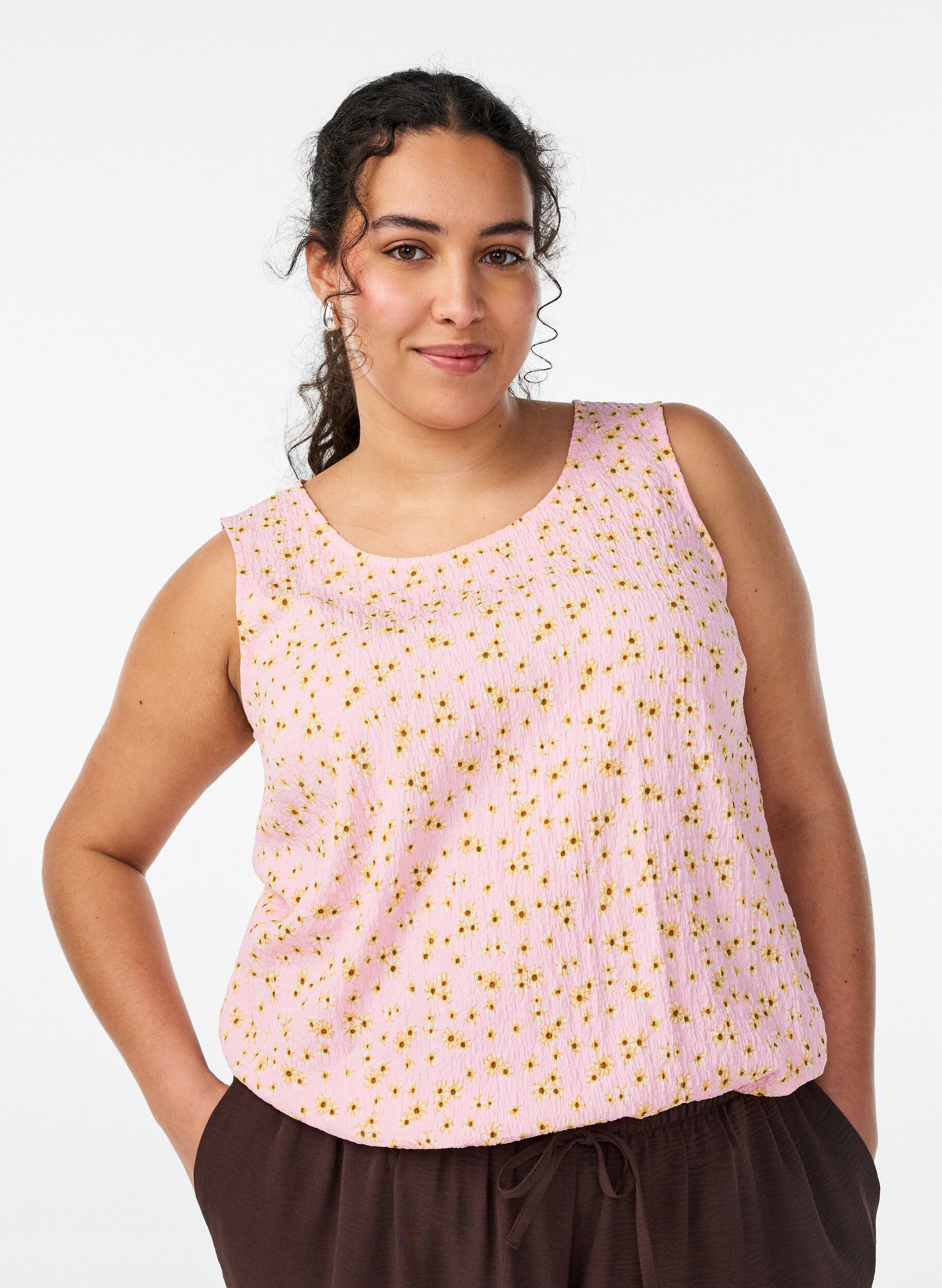 ZizzifashionSleeveless top with texture, Rose, Model image number 0