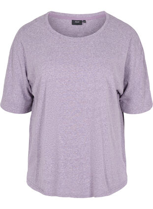 Melange blouse with short sleeves, Vintage Violet Mel., Packshot image number 0