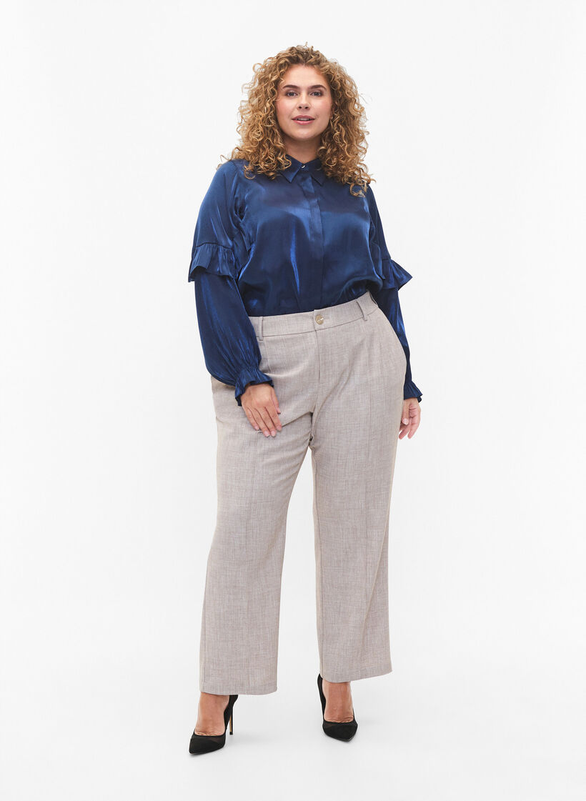 Viscose shirt with ruffles, Titan, Model image number 2