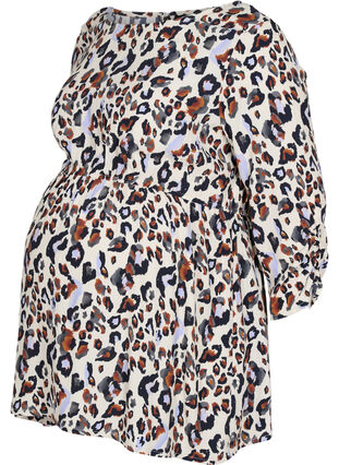 Maternity blouse in viscose and dot print, White Leo Print , Packshot image number 0