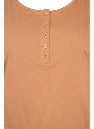 Block coloured cotton top with elastic along the bottom, Pecan Brown, Packshot image number 2
