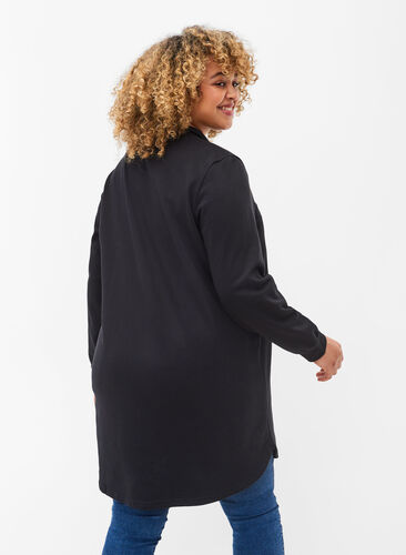 Long-sleeved tunic with drawstrings, Black, Model image number 1