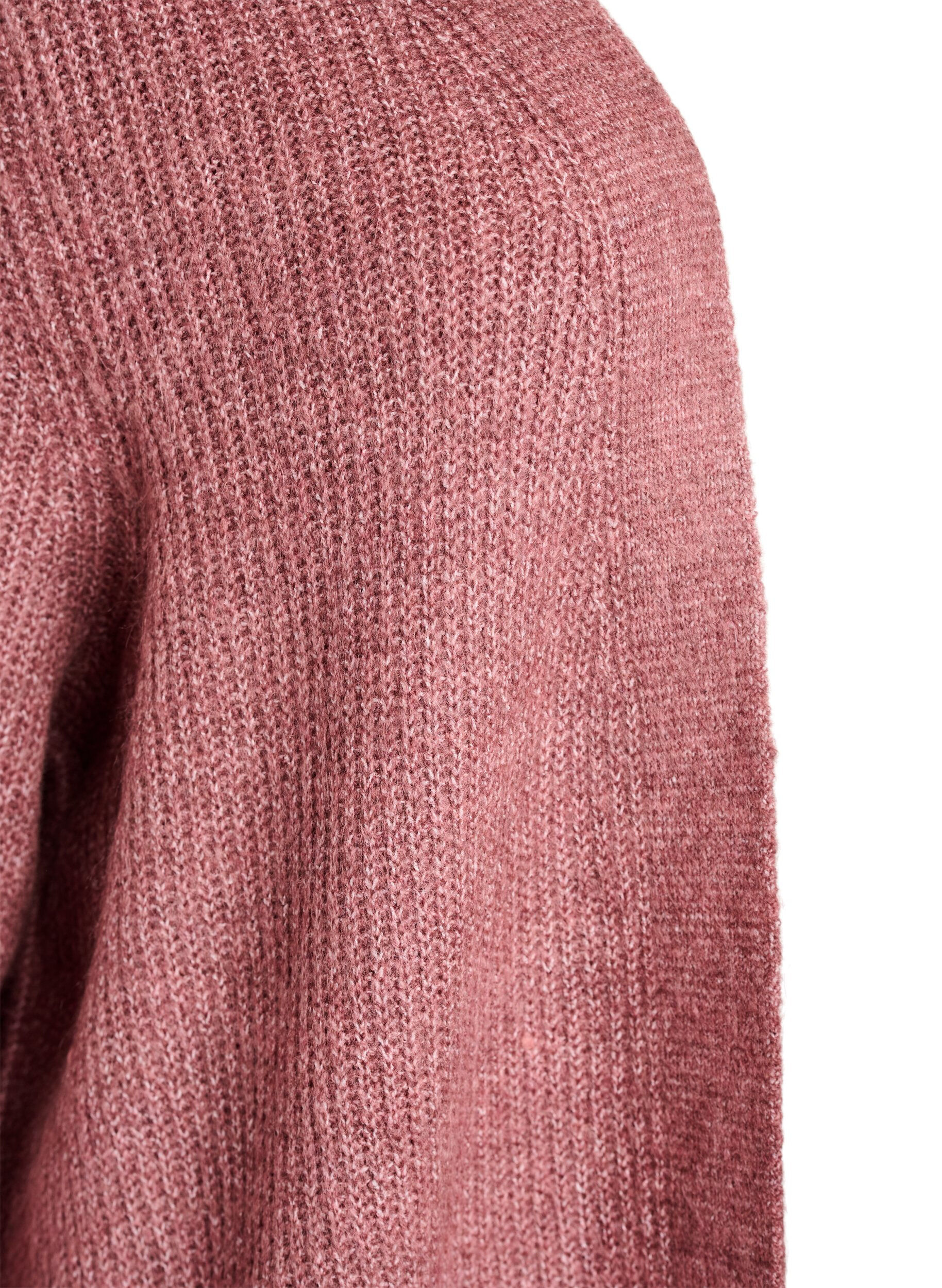 ZizzifashionLong ribbed cardigan with an open front, Rose, Packshot image number 2