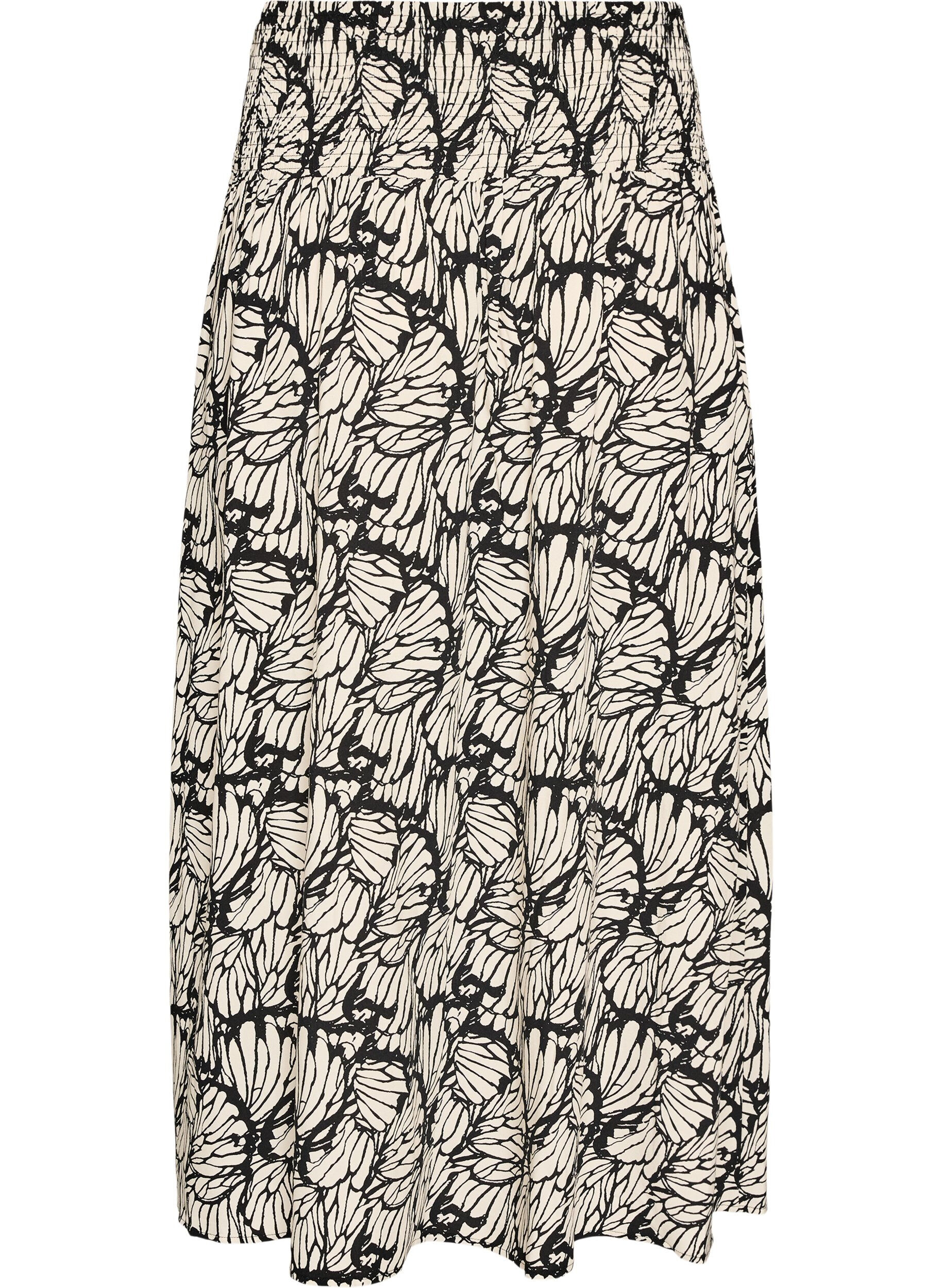 ZizzifashionViscose maxi skirt with smocking, Black, Packshot image number 1
