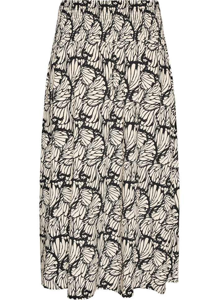 Viscose maxi skirt with smocking, Black, Packshot image number 1