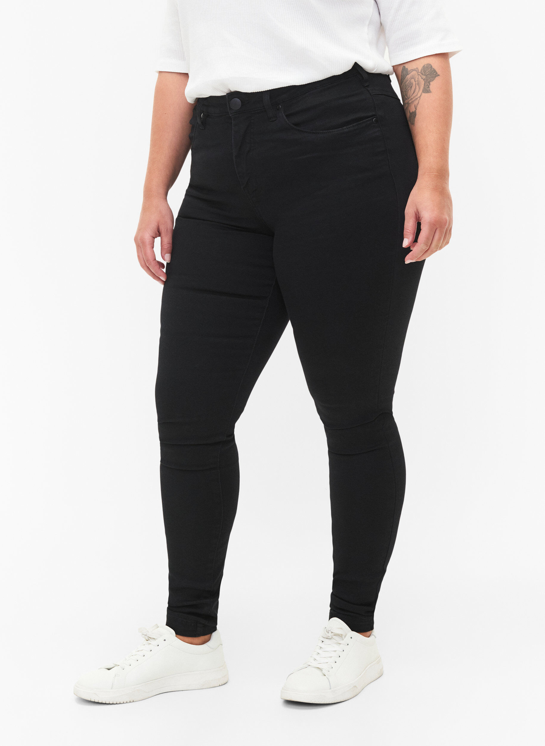 ZizzifashionSuper slim Amy jeans with high waist, Black, Model image number 2