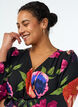 Maxi dress with a wrap-over neckline and long sleeves, Black, Model image number 2