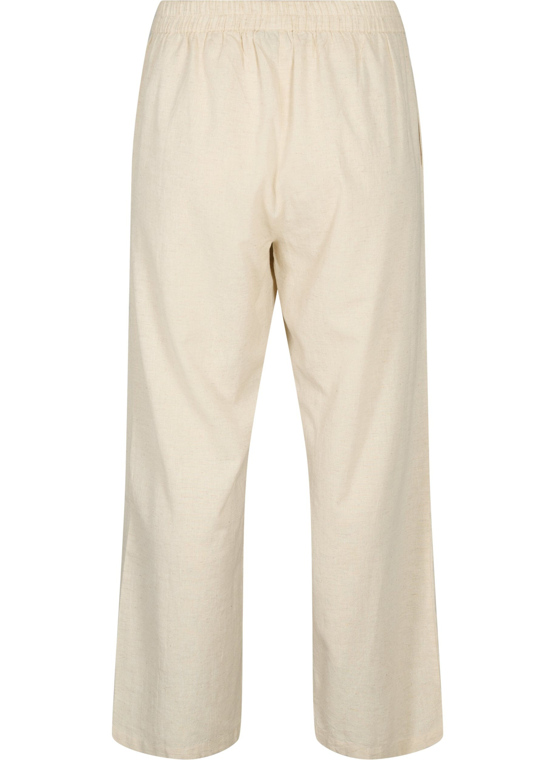 Zizzifashion High-waisted trousers in cotton and linen, Whitecap Gray, Packshot image number 1