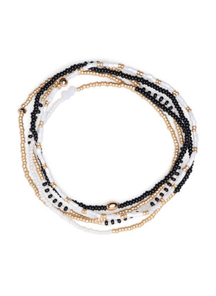 5-pack pearl bracelets, Black/Gold Mix, Packshot image number 0