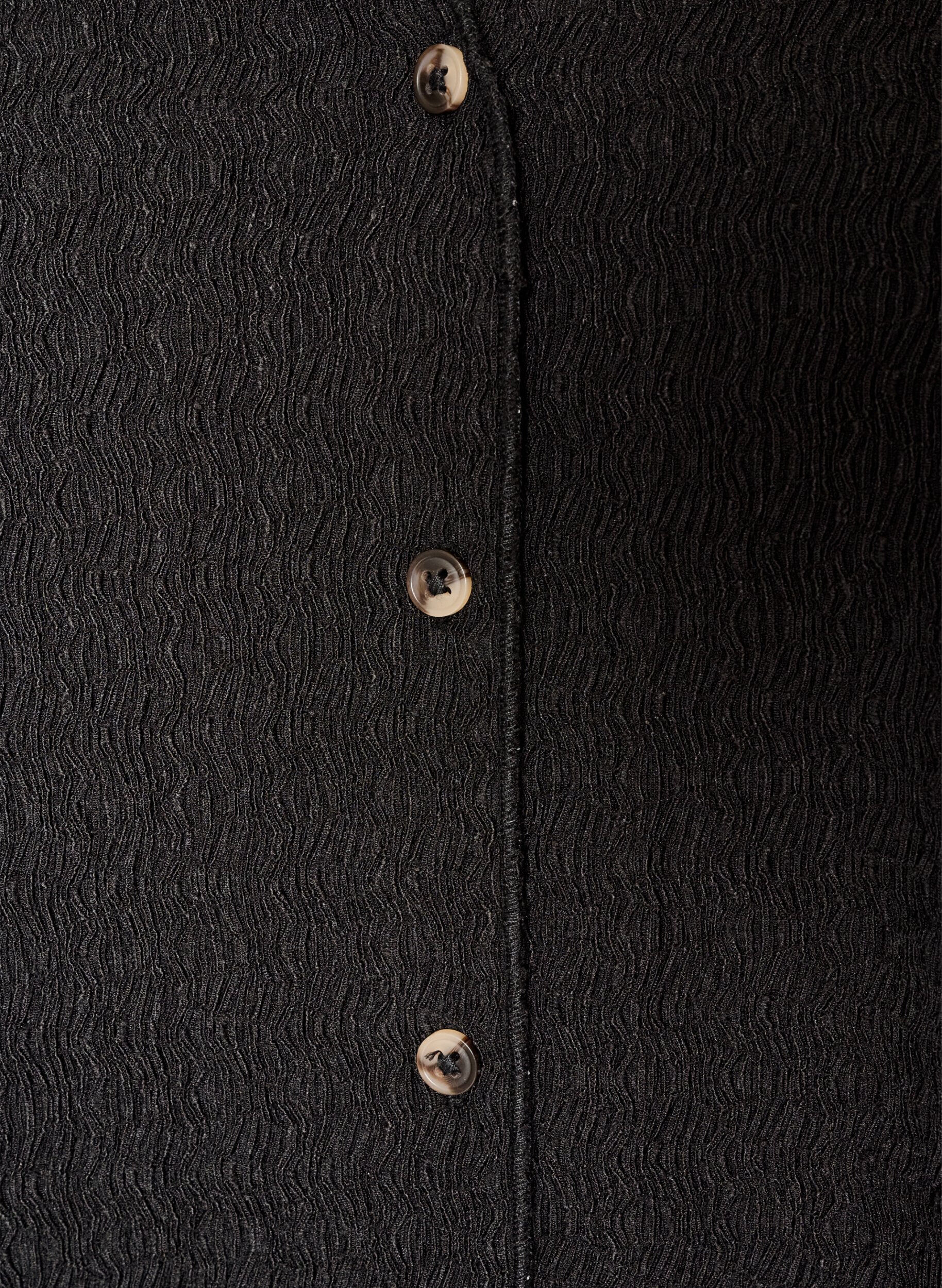 ZizzifashionSleeveless top with a wavy texture and button fastening, Black, Packshot image number 2