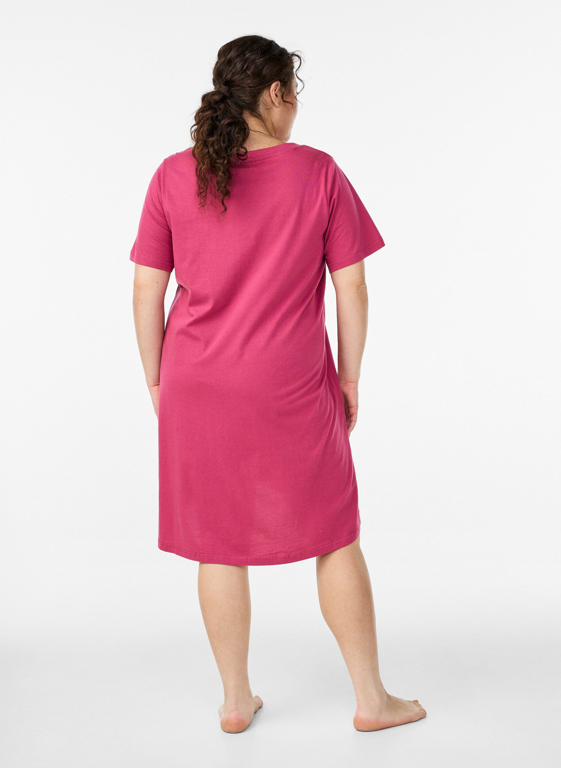 ZizzifashionOrganic cotton nightdress with V-neck, Red, Model image number 1