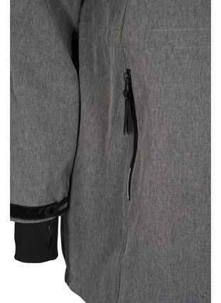 Softshell jacket with detachable hood, Medium Grey Melange, Packshot image number 3