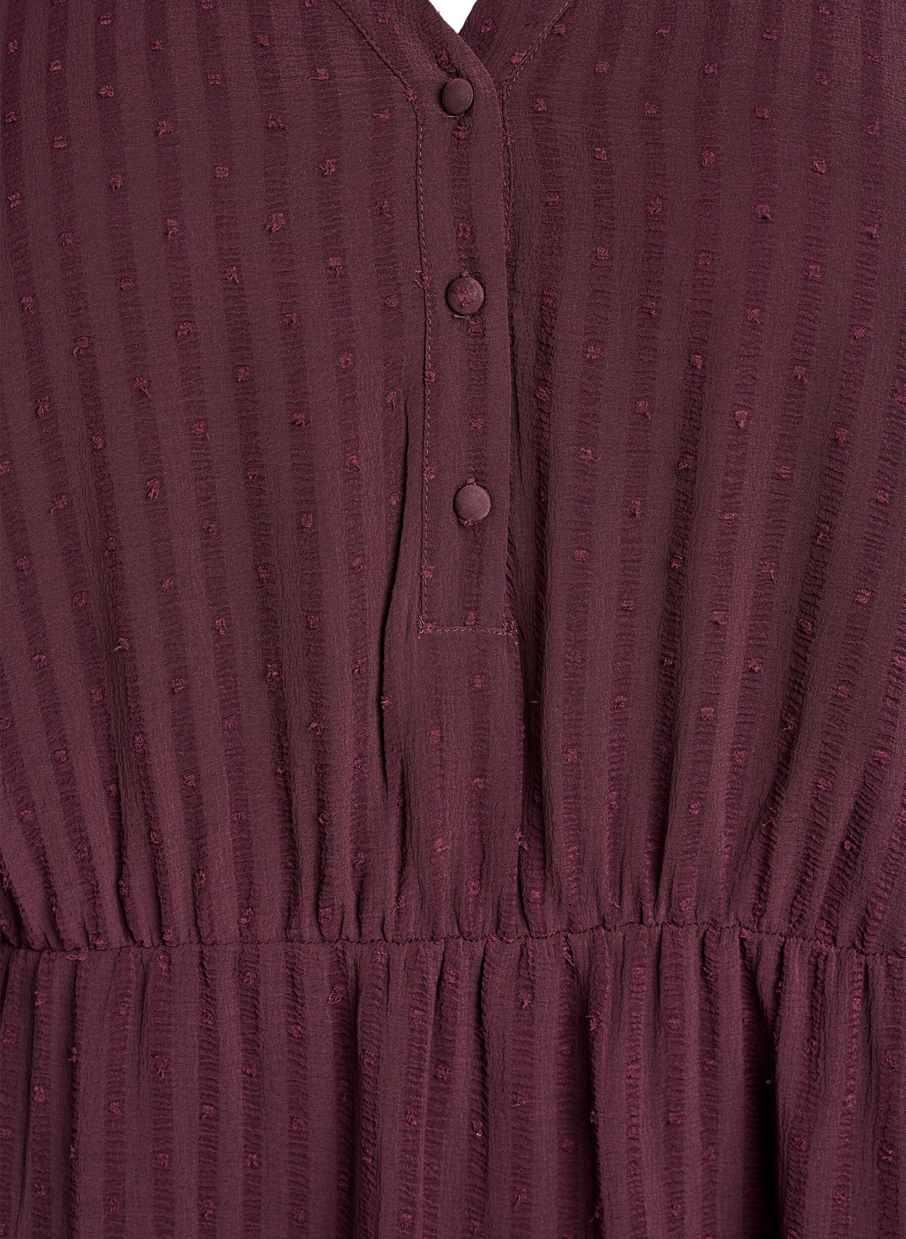 Zizzifashion Short dress with tonal stripes and textured spots, Dark Bordeaux, Packshot image number 2