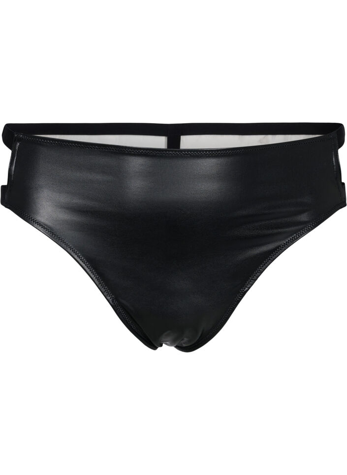 Coated thong with string, Black, Packshot image number 0