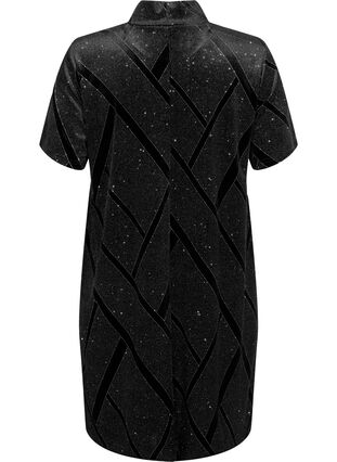 Velvet dress with glitter and turtleneck, Black, Packshot image number 1