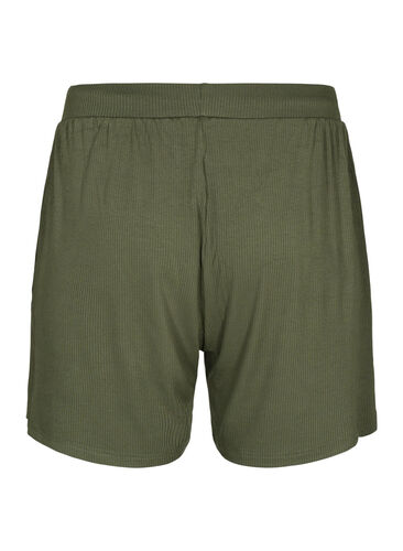 Loose-fitting viscose shorts with ribbing, Thyme, Packshot image number 1