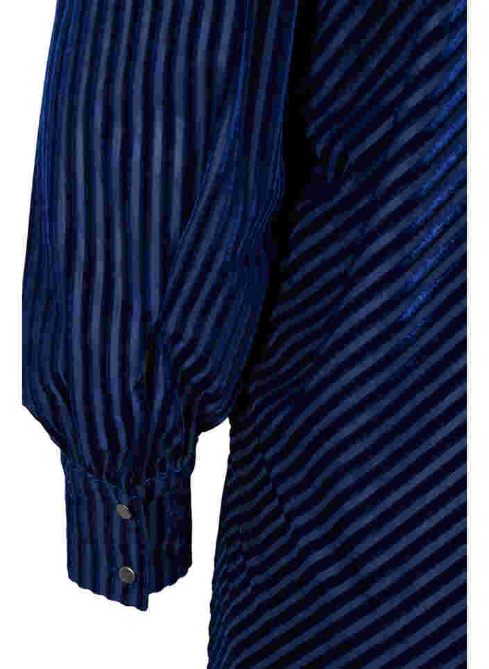 Textured dress in velour, Evening Blue, Packshot image number 3