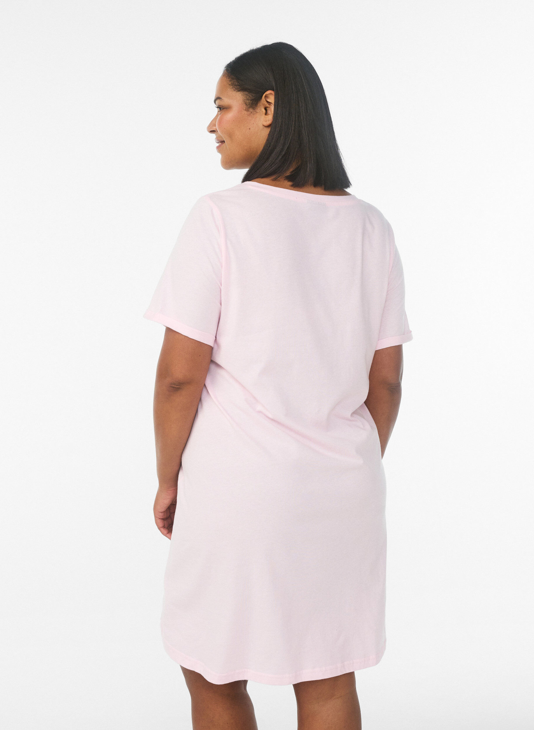 ZizzifashionShort-sleeved nightgown in organic cotton, Rose, Model image number 2