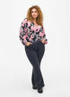 Shirt blouse with v-neck and print, Black Pale Mauve Fl., Model image number 2