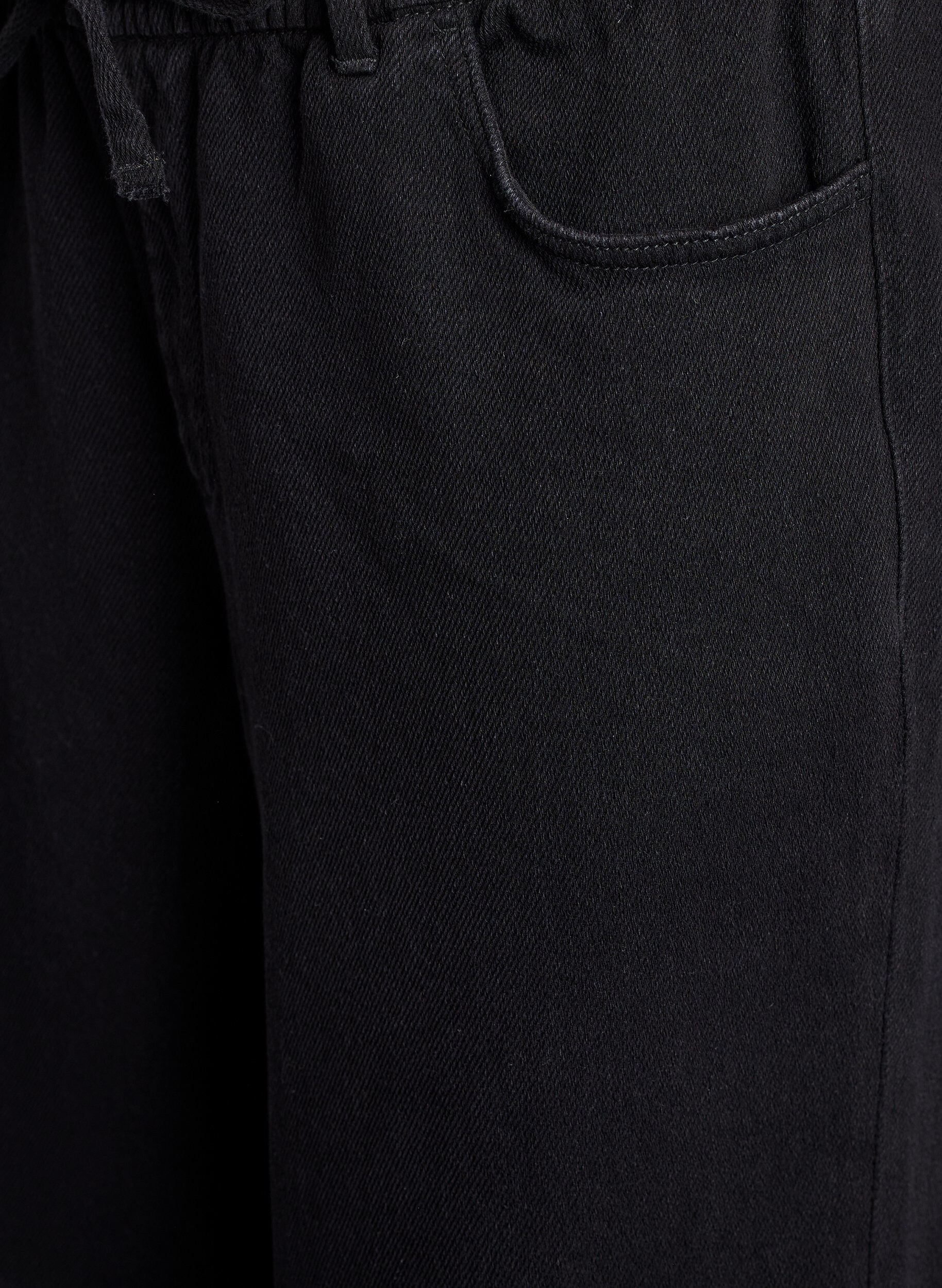 Zizzifashion Loose-fit jeans with an elasticated waistband and a drawstring, Black, Packshot image number 2