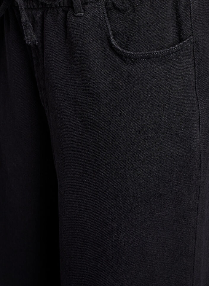 Loose-fit jeans with an elasticated waistband and a drawstring, Black, Packshot